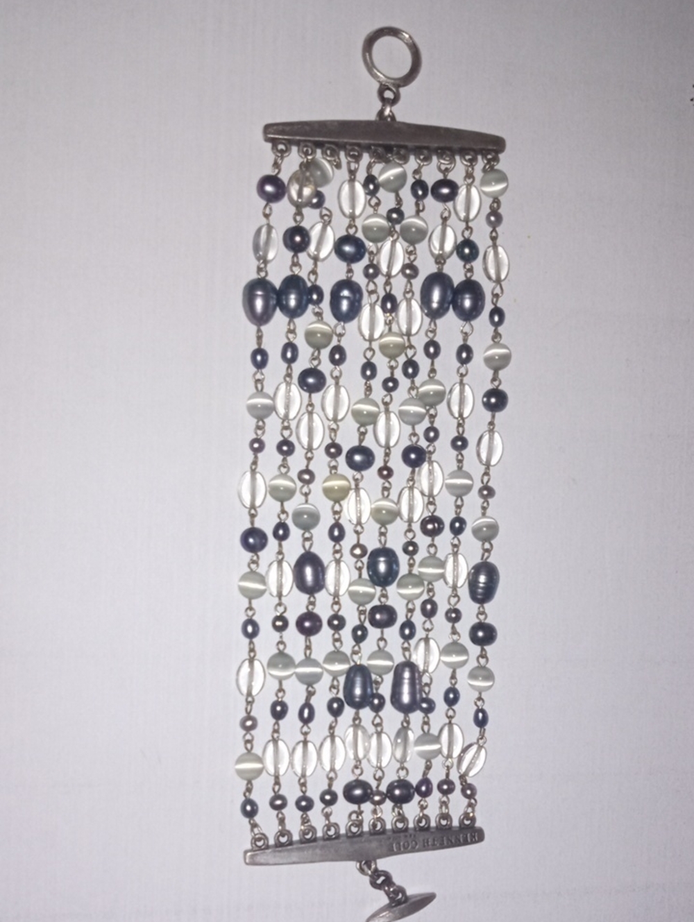 Kenneth Cole NY Beaded Multi-Strand Pearl Bracelet in Navy and Pearlescent White